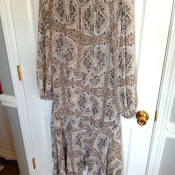 Dress Forum Women’s Boho sheer Paisley Dress Size M festival ruffle - Picture 7 of 7